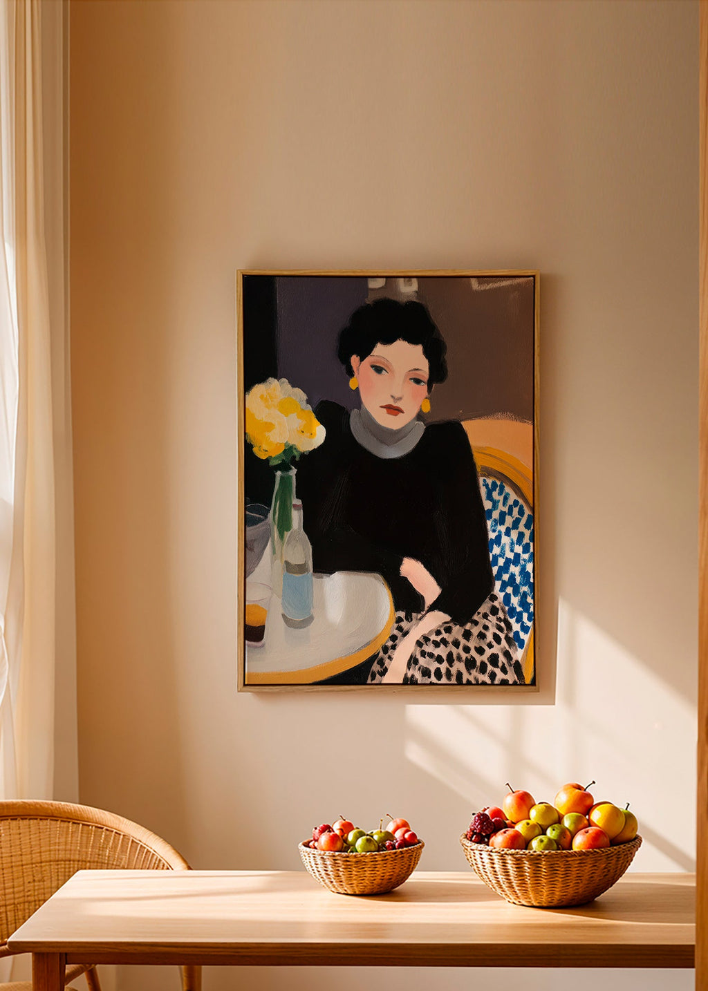 Cuadro de cocina con mujer en café – Canvas1