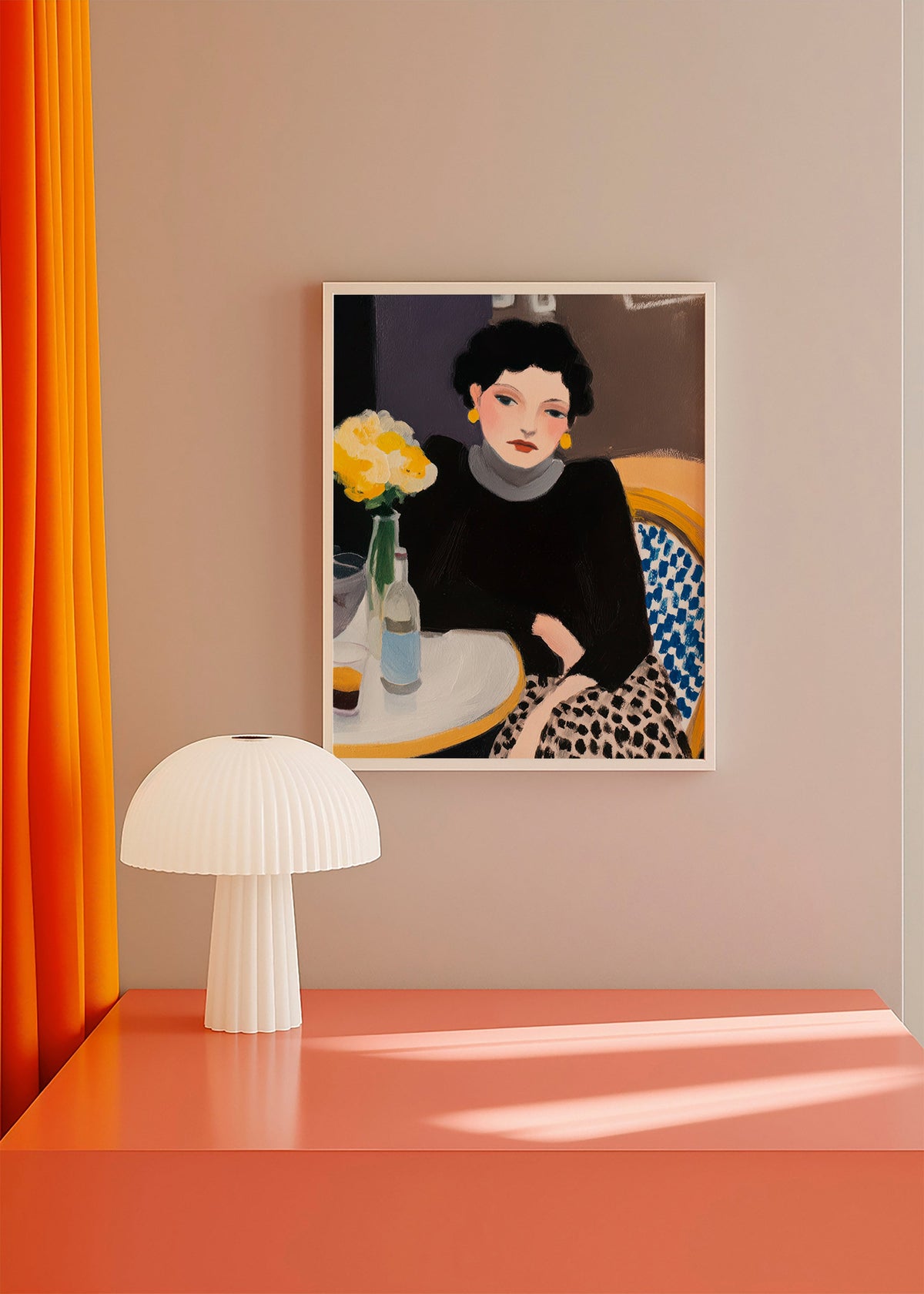 Cuadro de cocina con mujer en café – Product1