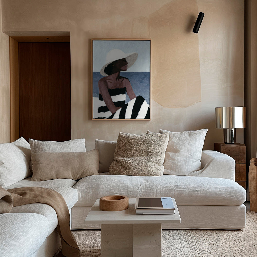 Cuadro de paisaje con mujer y sombrero – Canvas1