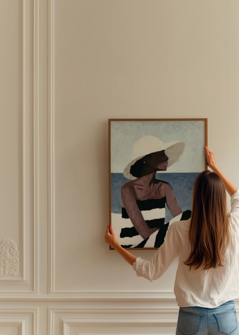 Cuadro de paisaje con mujer y sombrero – Product2