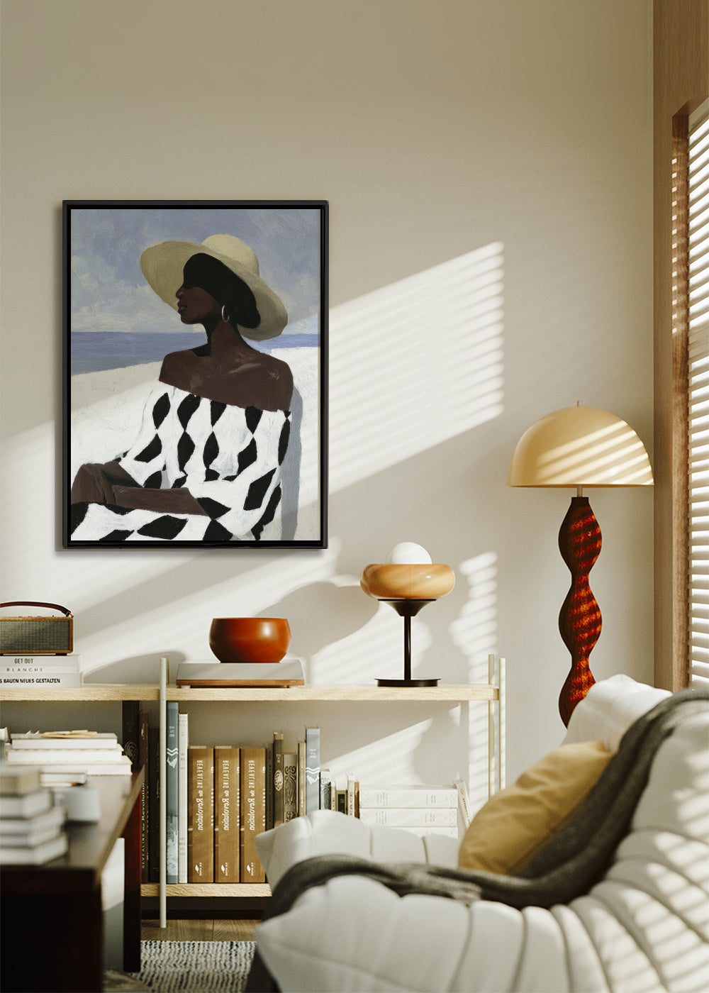 Checked Dress Summer - Framed canvas in an interior