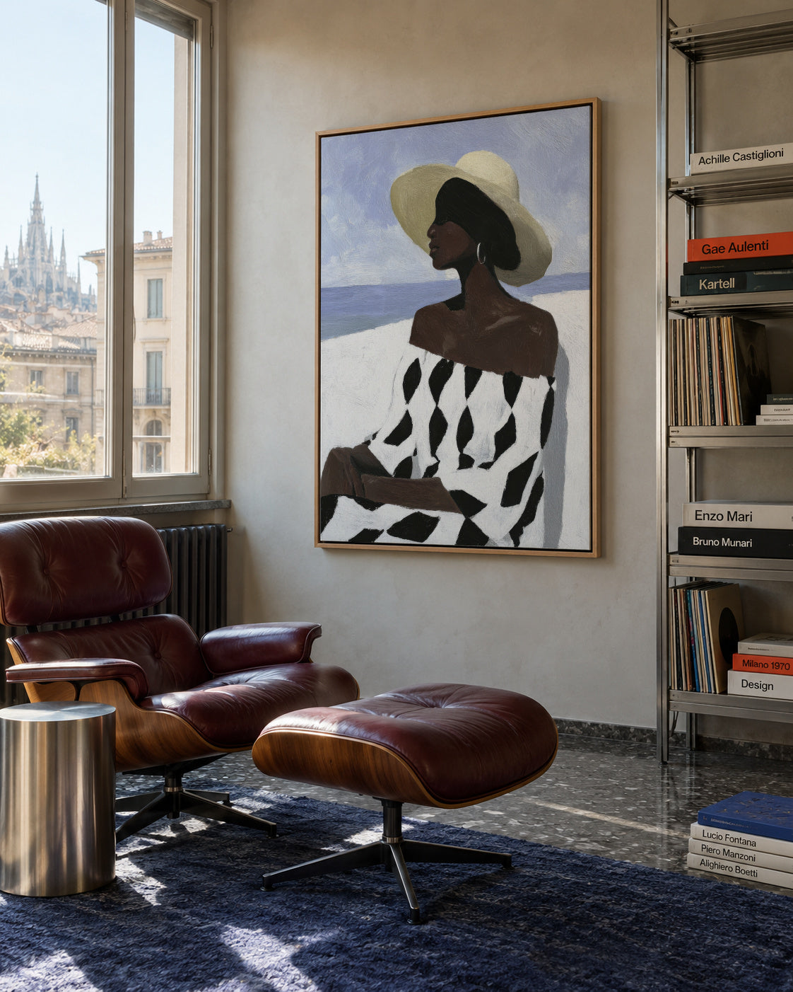 Checked Dress Summer - Framed canvas in an interior