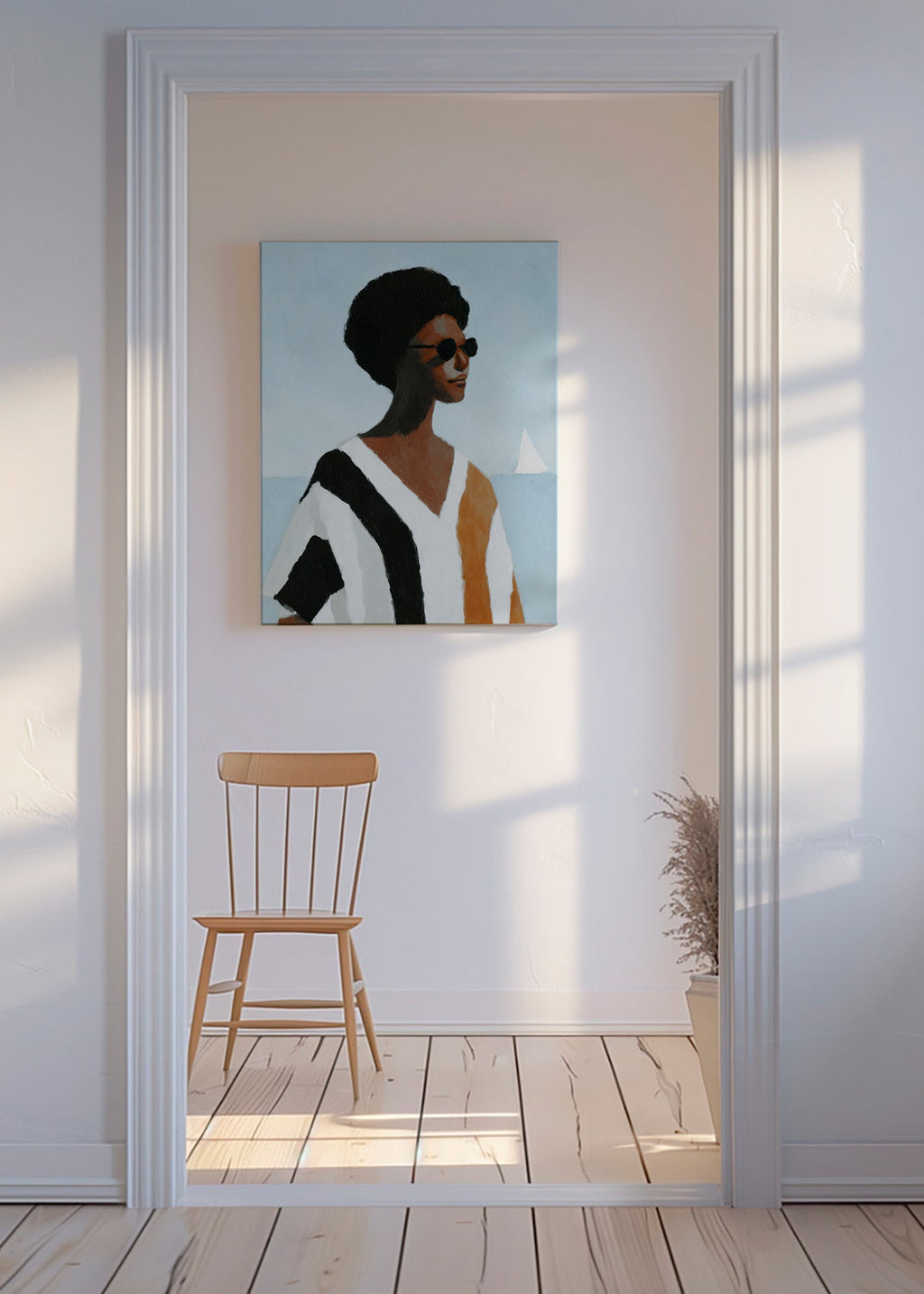 Ilustración de figura con velero – Canvas