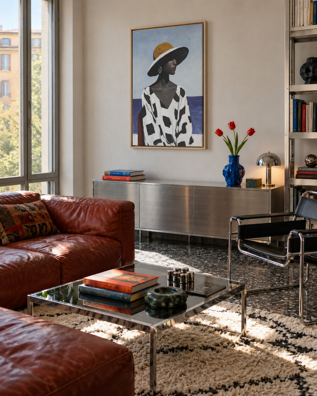 Coastal Pattern - Framed canvas in an interior