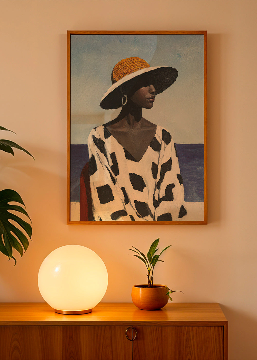 Cuadro retrato femenino con sombrero y mar – Product3