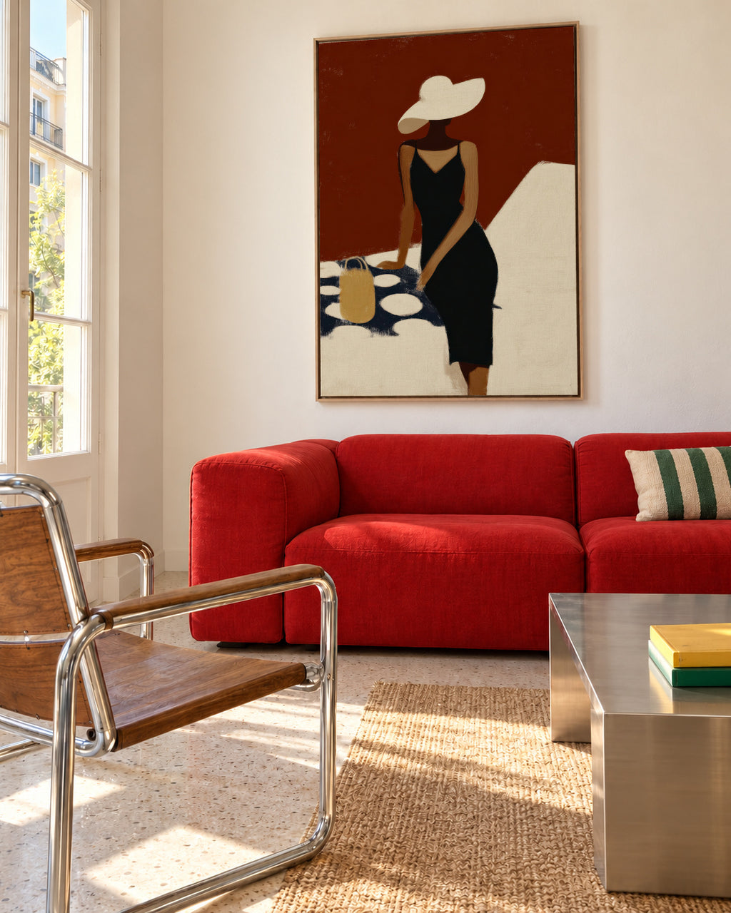 Black Swimsuit Study - Framed canvas in an interior