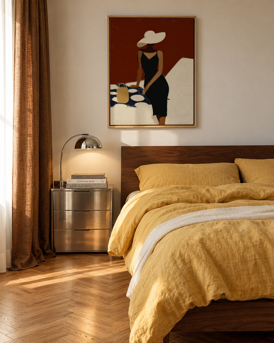 Black Swimsuit Study - Framed canvas in an interior
