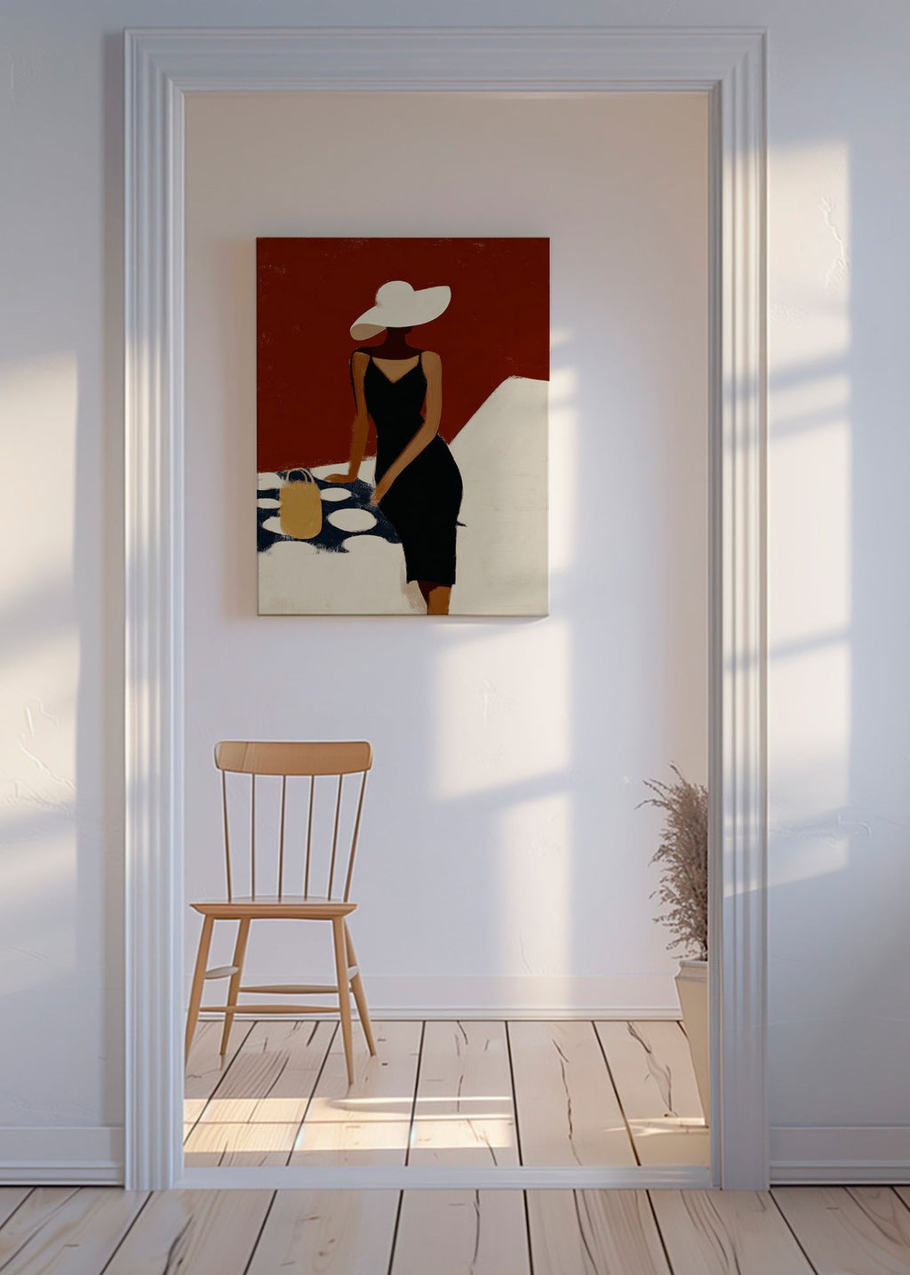 Ilustración elegante de figura con vestido negro – Canvas