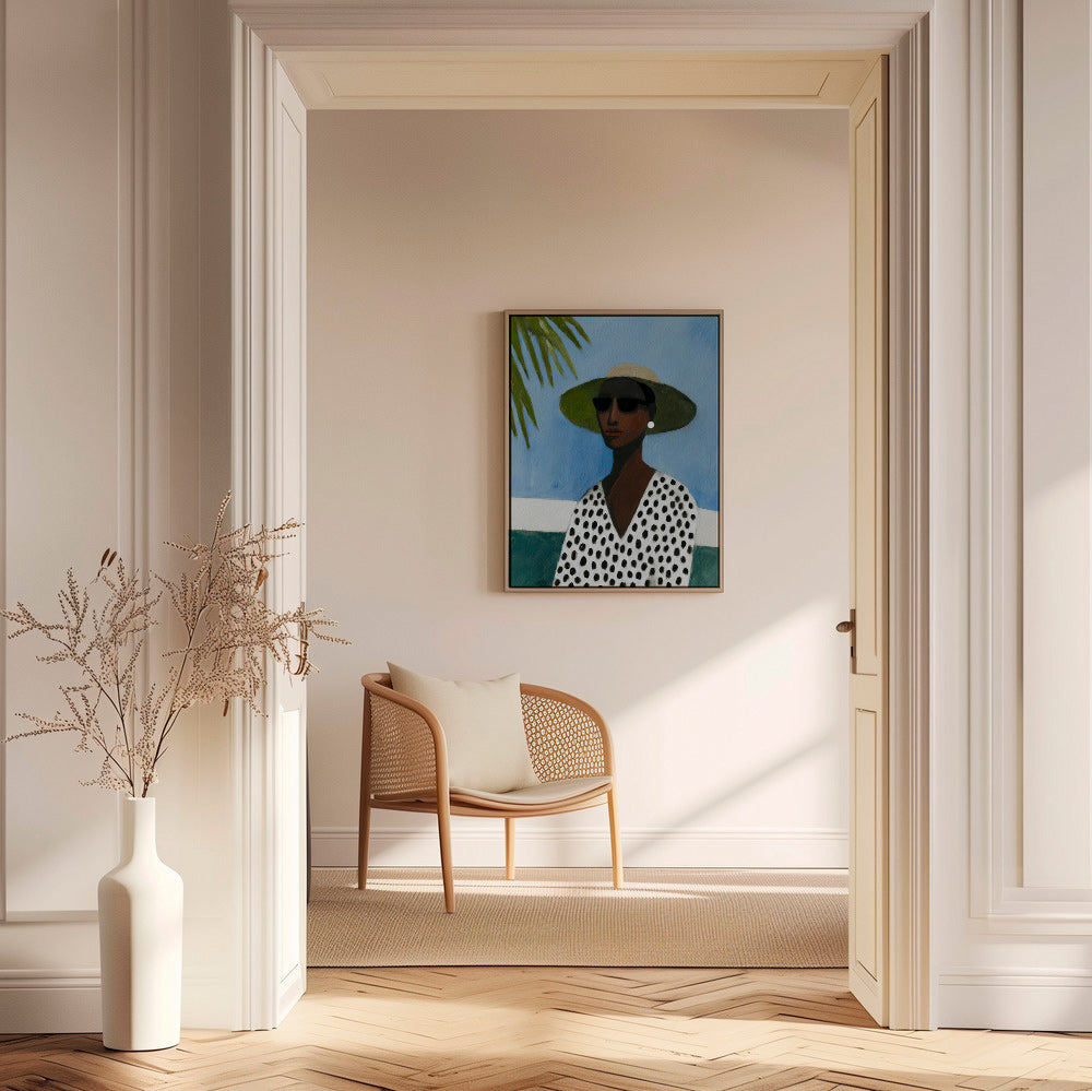 Lámina botánica con retrato y palmera – Canvas1