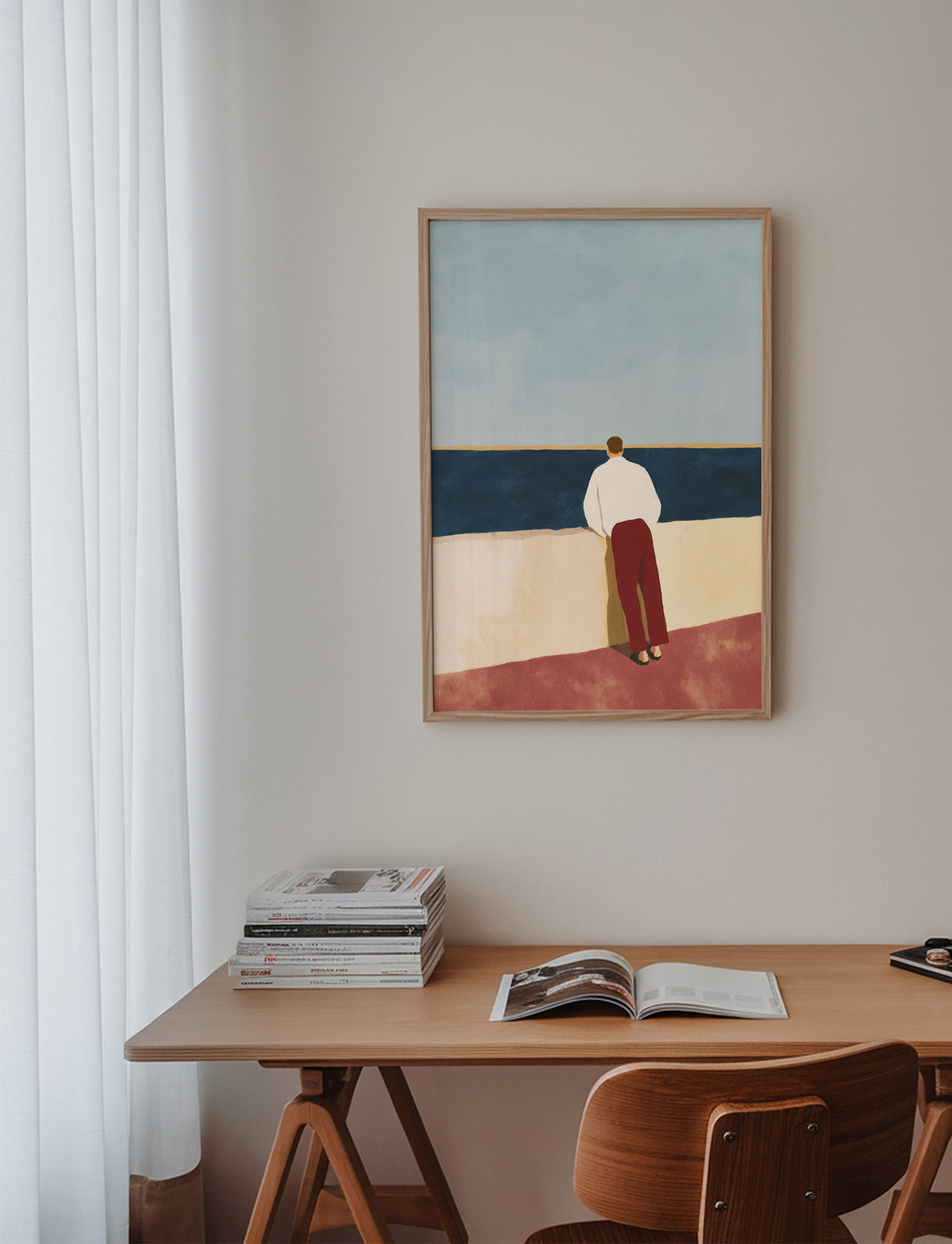 Cuadro de paisaje con figura mirando al mar – Product2