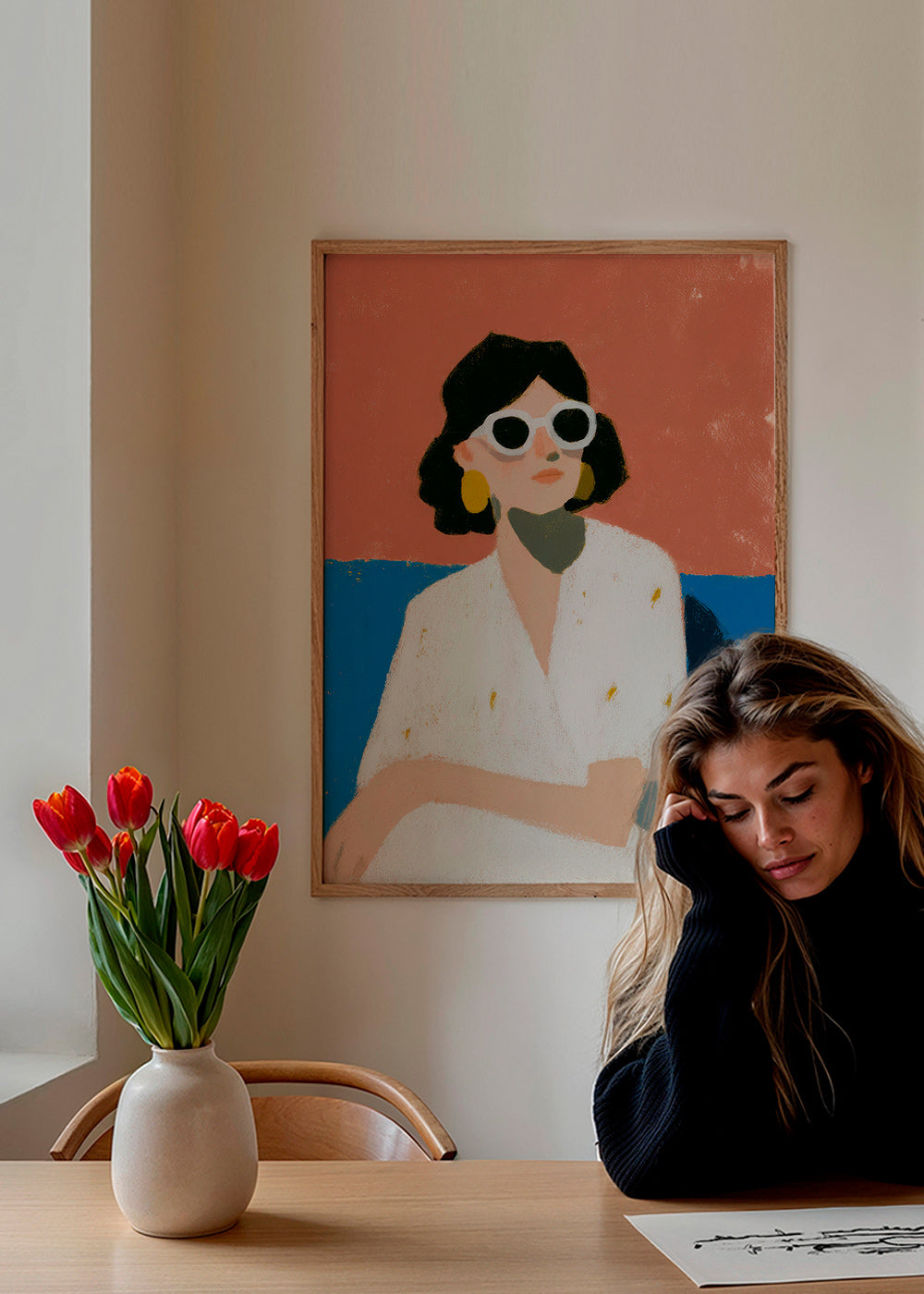Ilustración femenina con gafas blancas – Product2