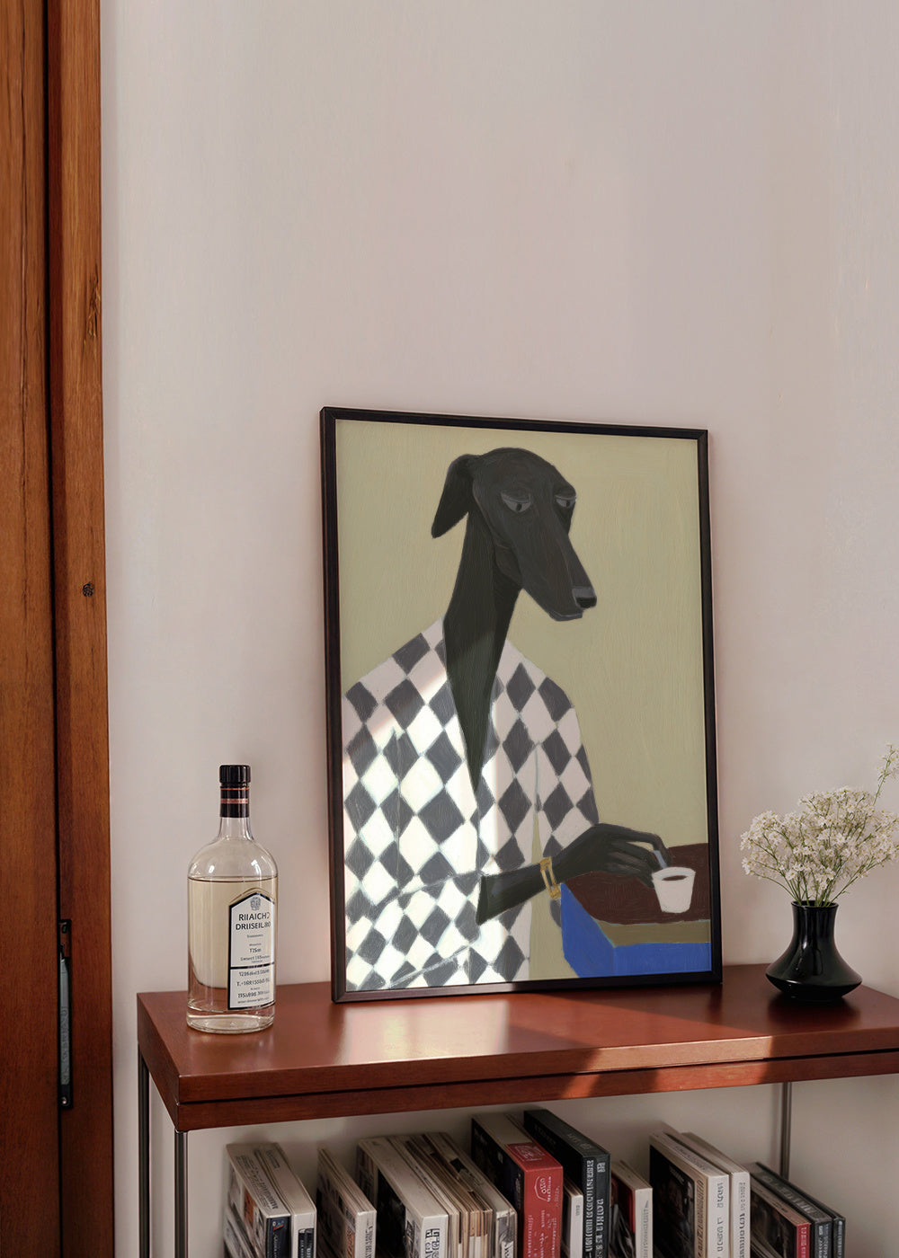 Coffee Dog II - Framed poster in an interior