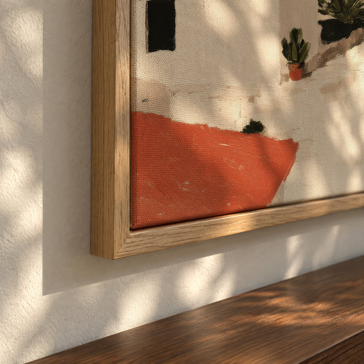 White Courtyard - Framed canvas detail