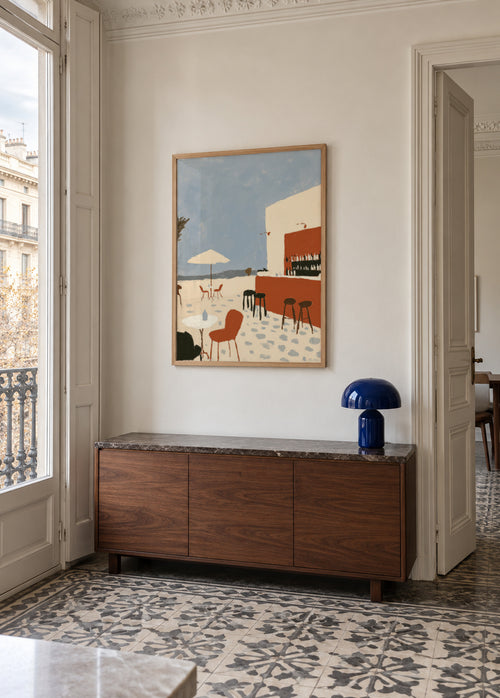 Seaside Terrace - Framed poster in an interior