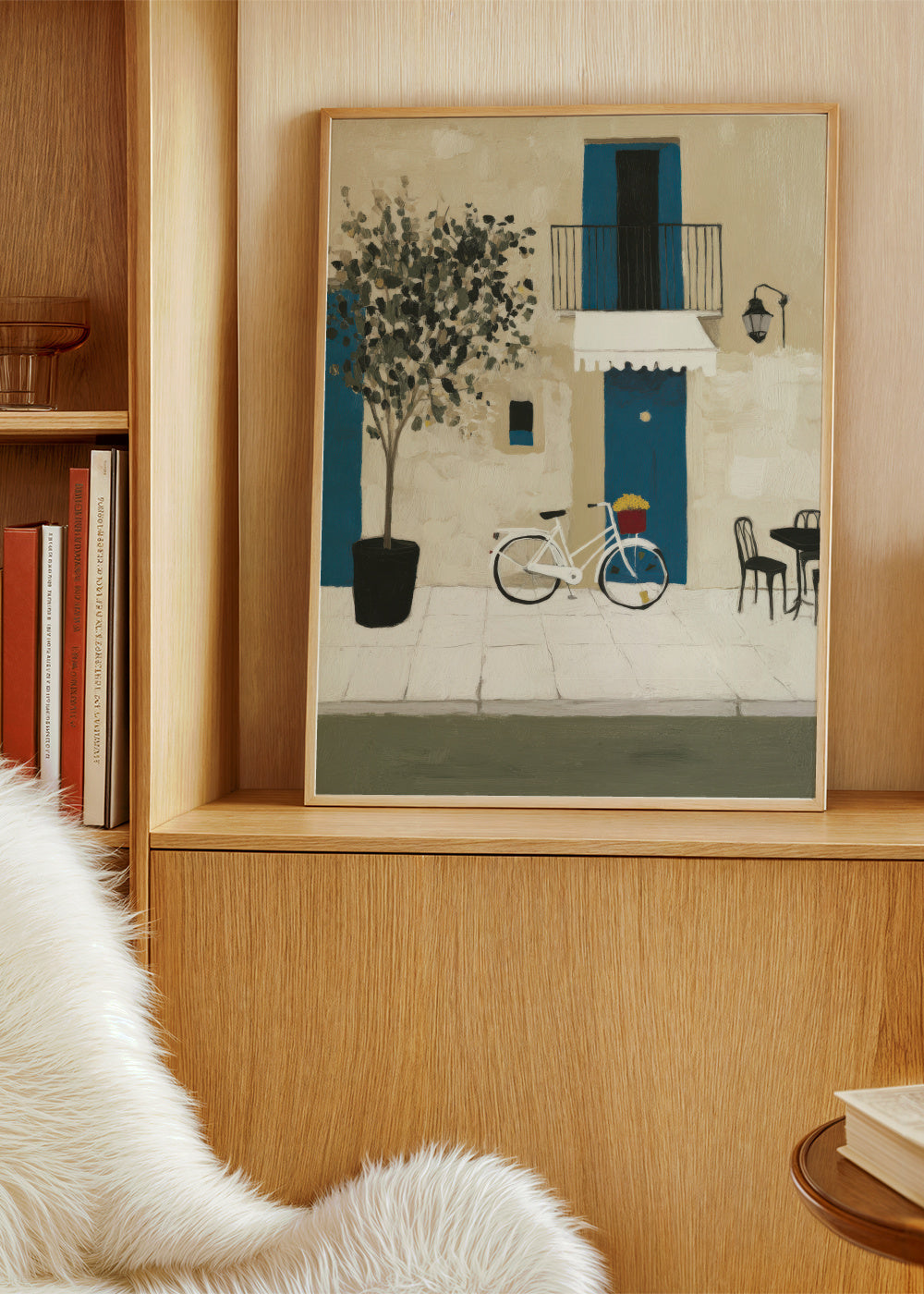 Blue Door Bicycle - Poster en ambiente