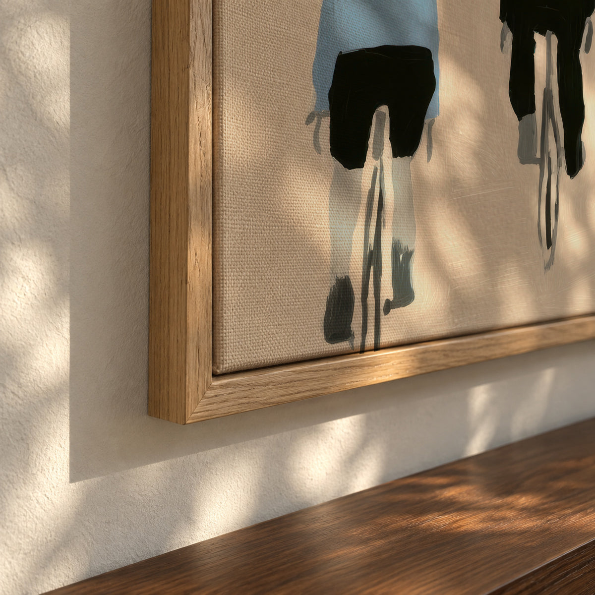 Promenade Cyclists - Framed canvas detail