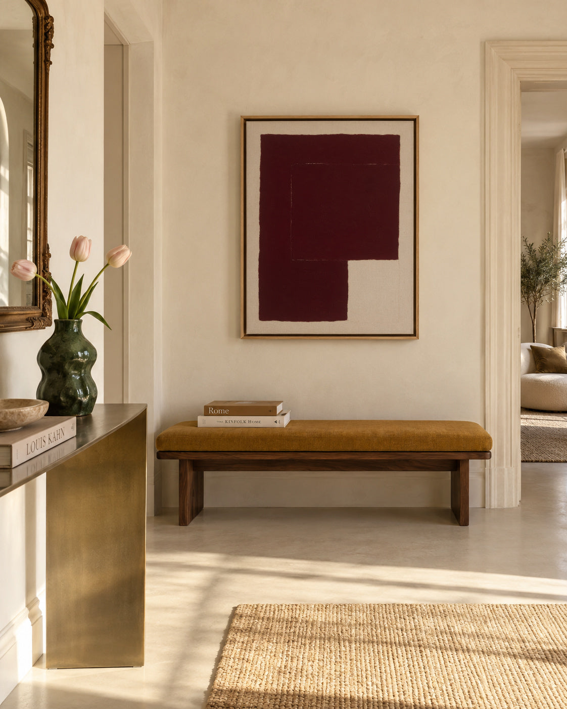 Crimson Structure I - Framed canvas in an interior