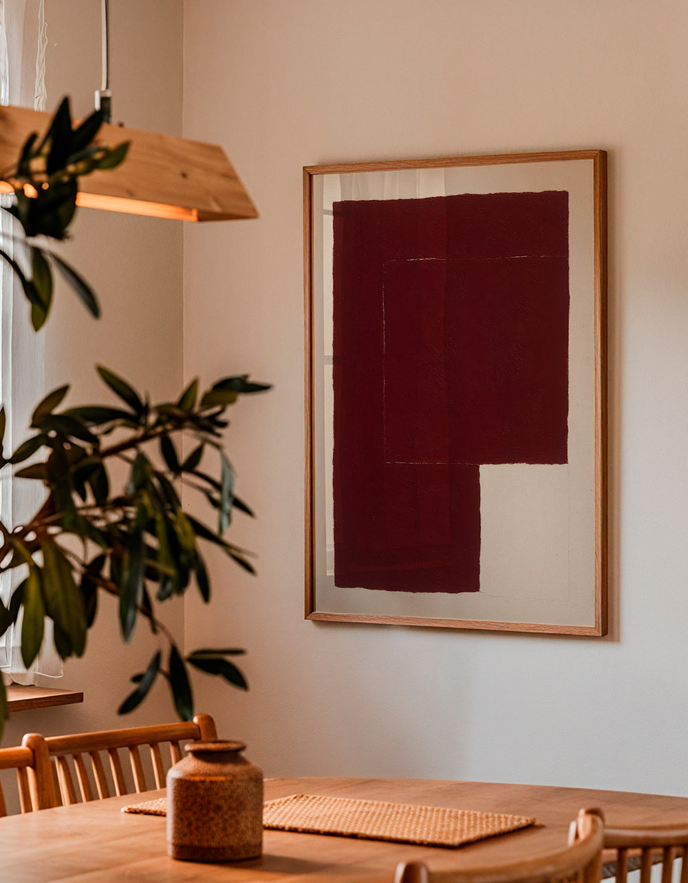 Cuadro abstracto con bloques granate – Product3