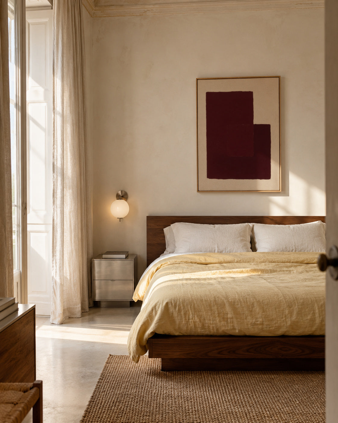 Crimson Structure II - Framed canvas in an interior