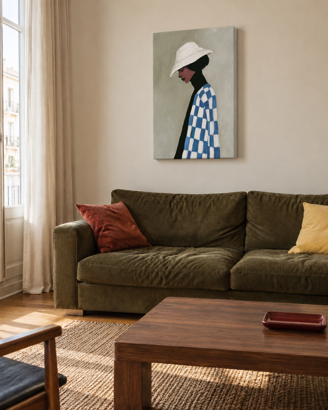 Checkerboard Wrap - Unframed canvas in an interior