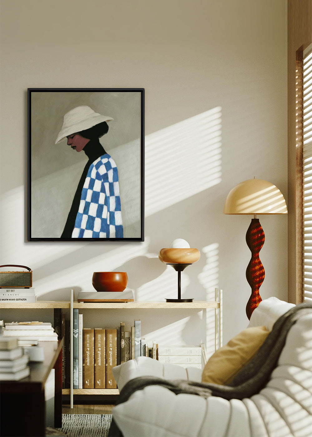 Checkerboard Wrap - Framed canvas in an interior