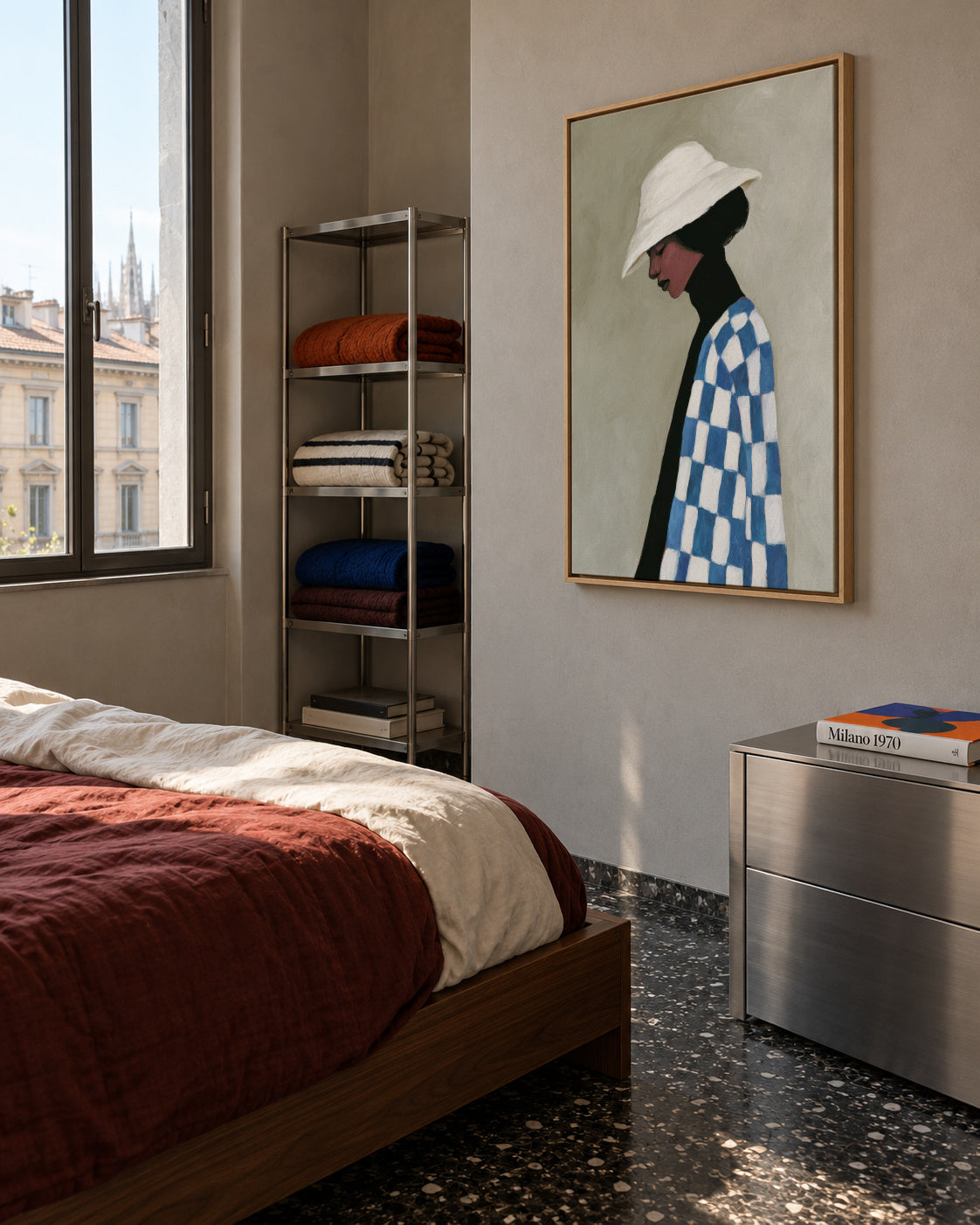 Checkerboard Wrap - Framed canvas in an interior