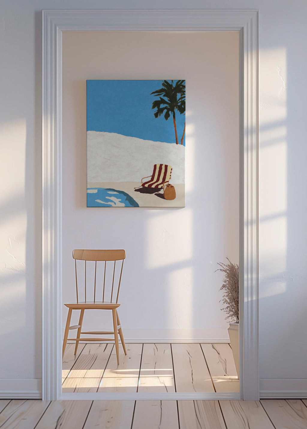 Cuadro de paisaje con tumbona y palmera – Canvas