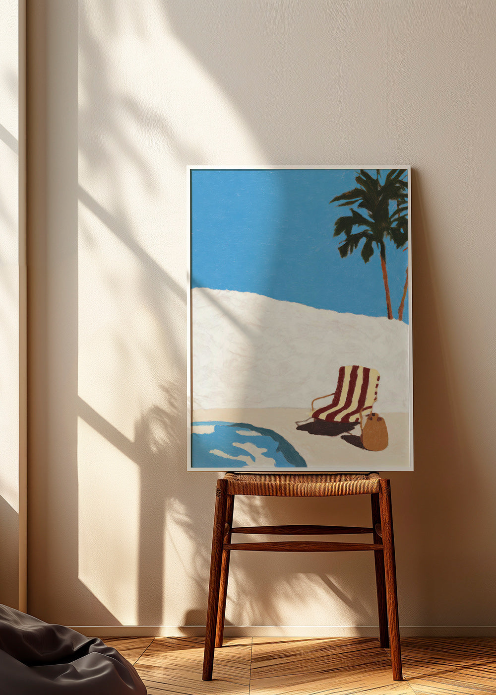 Cuadro de paisaje con tumbona y palmera – Product2