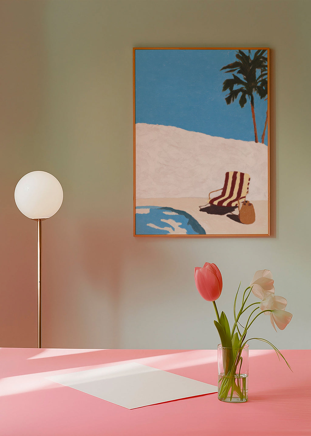 Cuadro de paisaje con tumbona y palmera – Product3