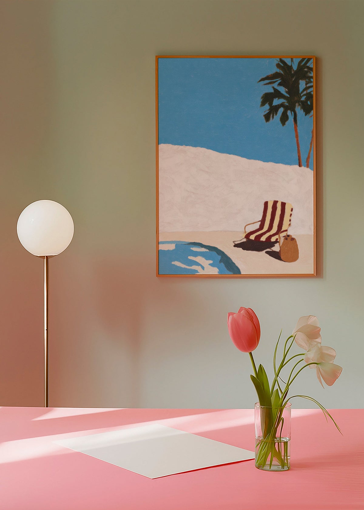 Cuadro de paisaje con tumbona y palmera – Product3