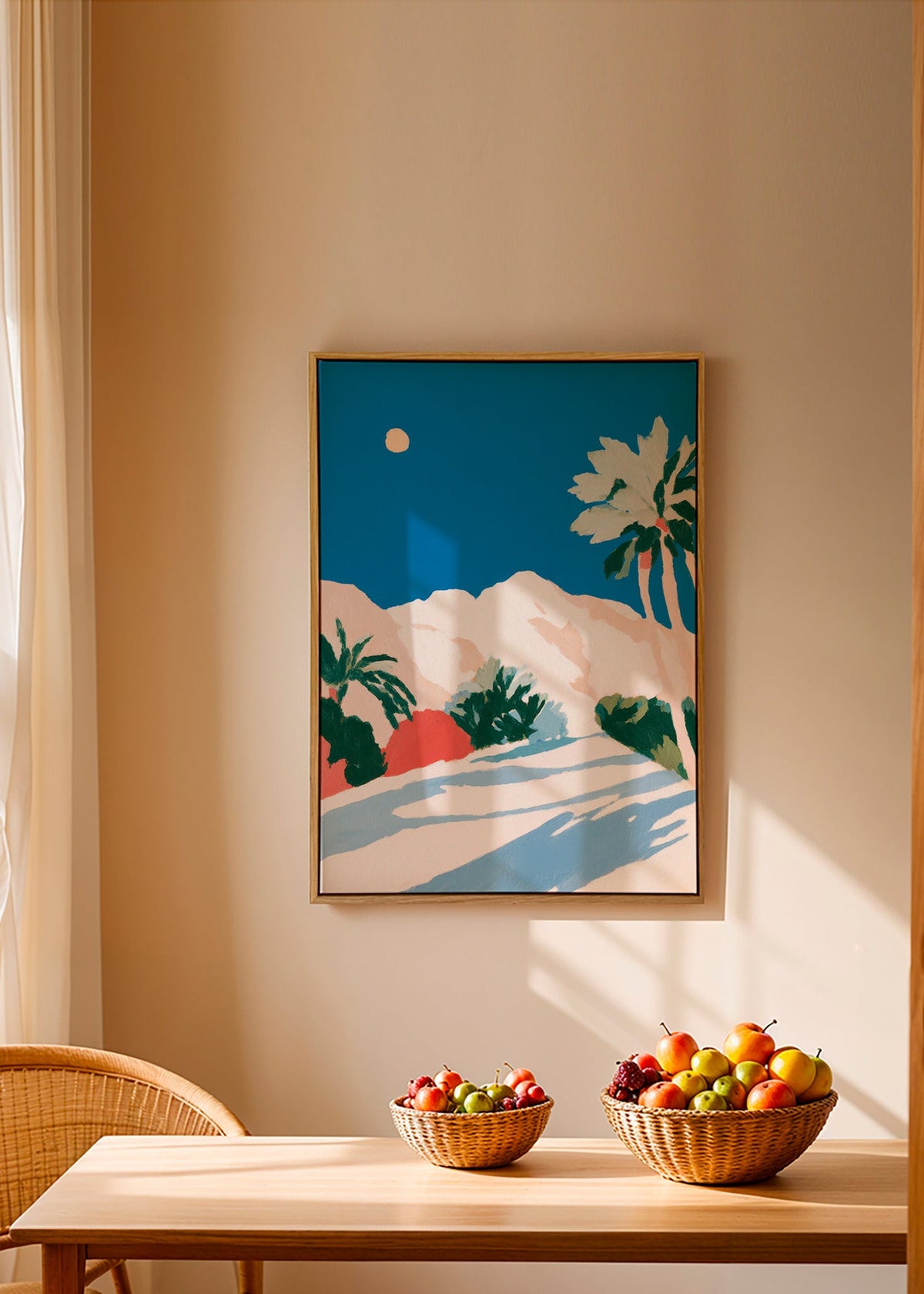 Lámina botánica con palmeras y montaña – Canvas2