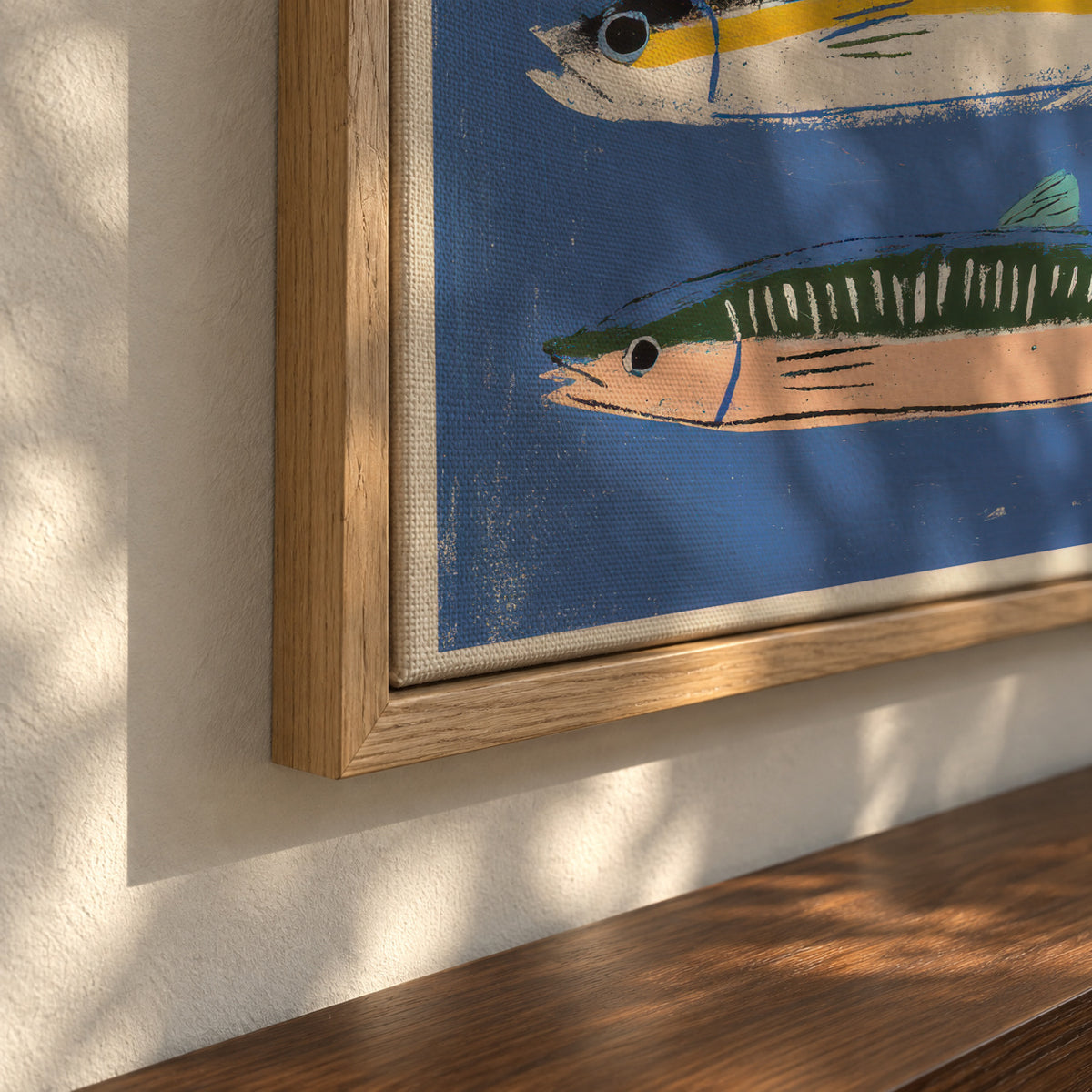 Blue Fish Triptych - Detalle del lienzo