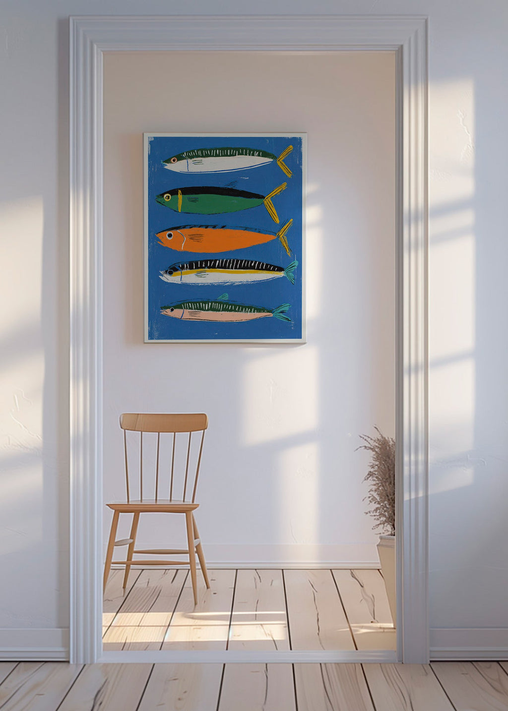 Cuadro de cocina con sardinas ilustradas – Canvas