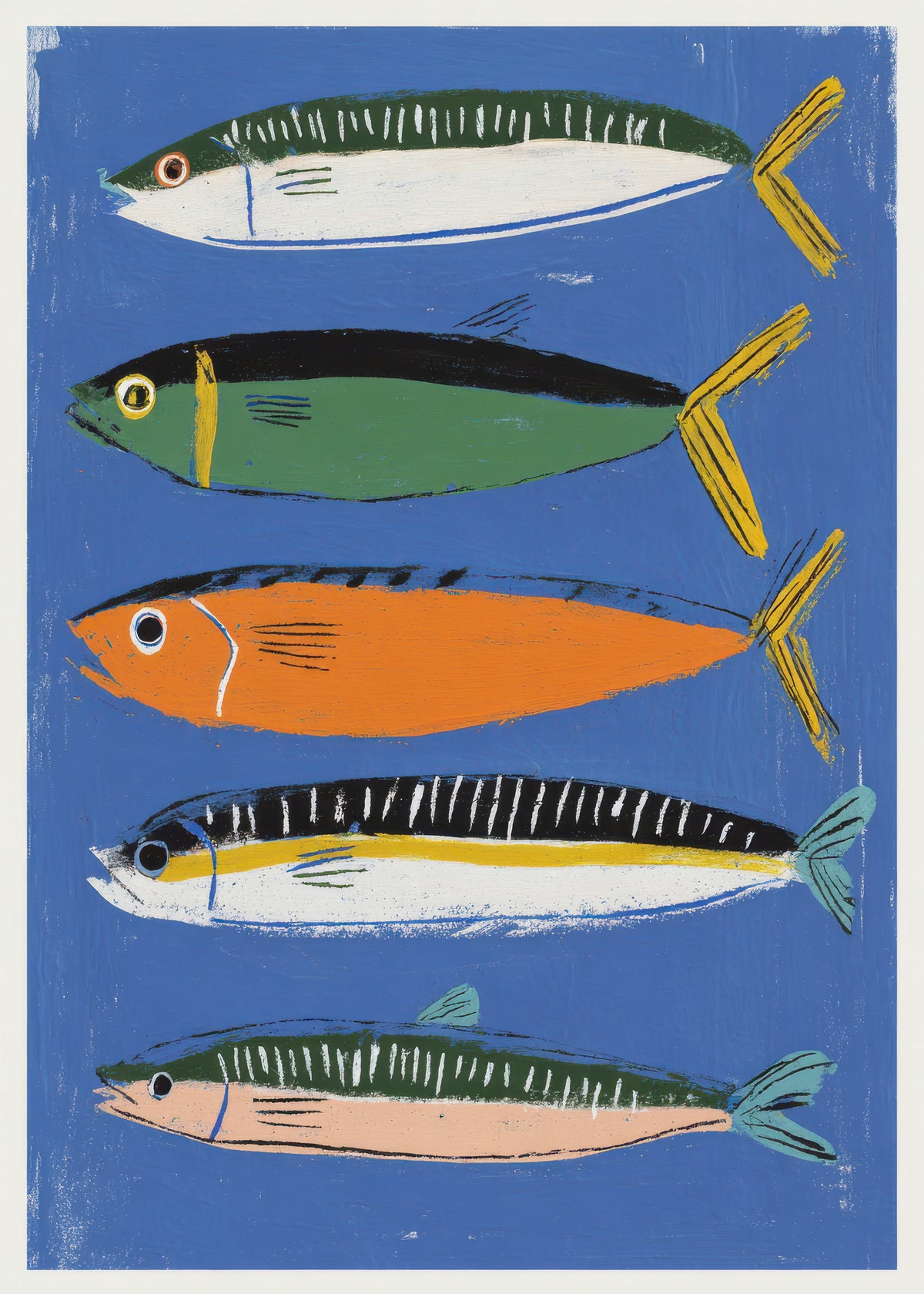 Blue Fish Triptych - Obra sin marco