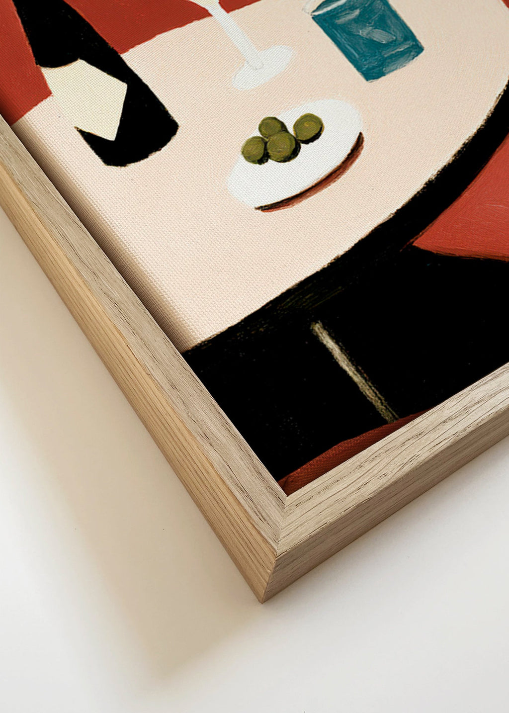 Cuadro de cocina con cóctel martini y aceitunas – Canvas detail