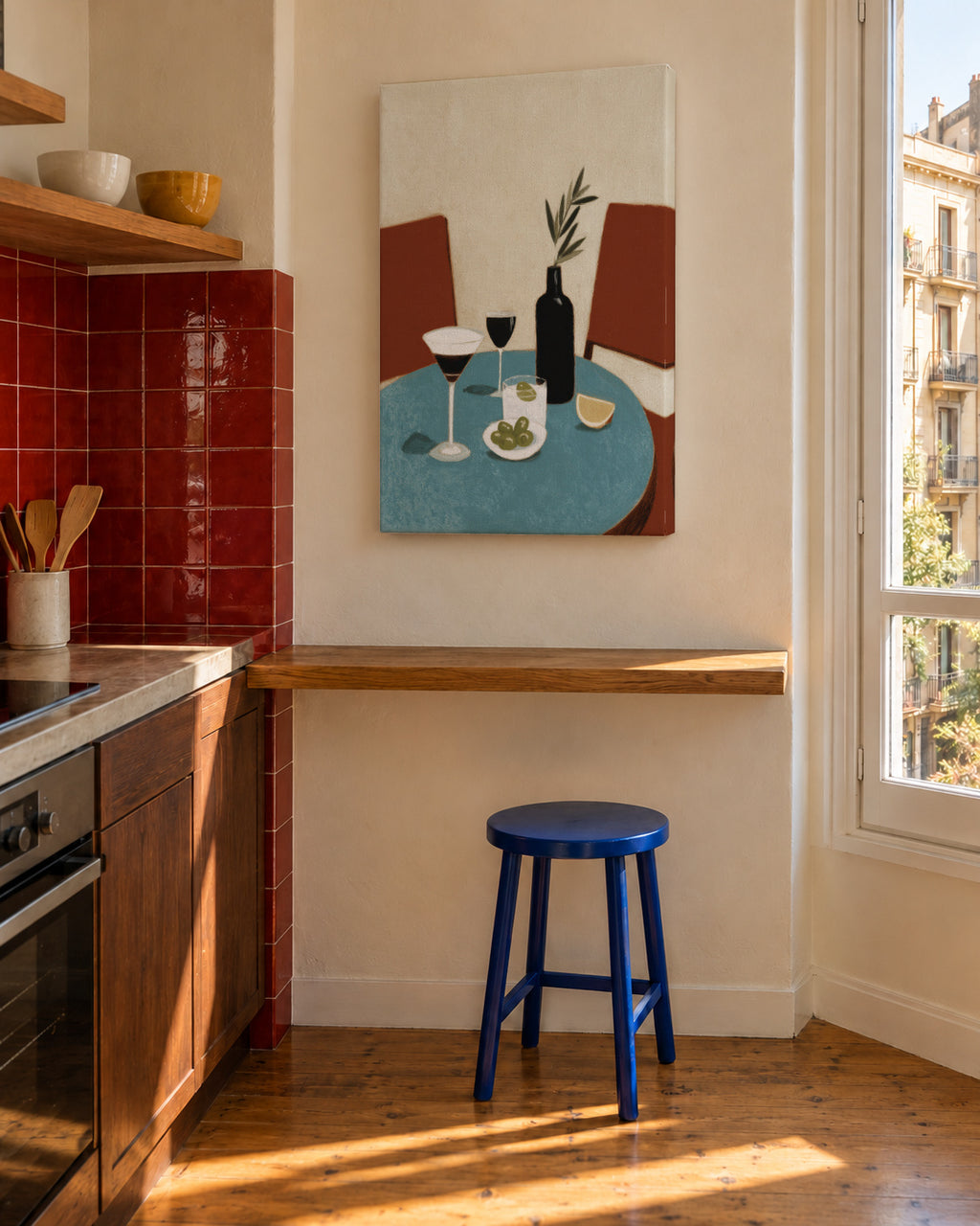Blue Table Aperitif - Unframed canvas in an interior