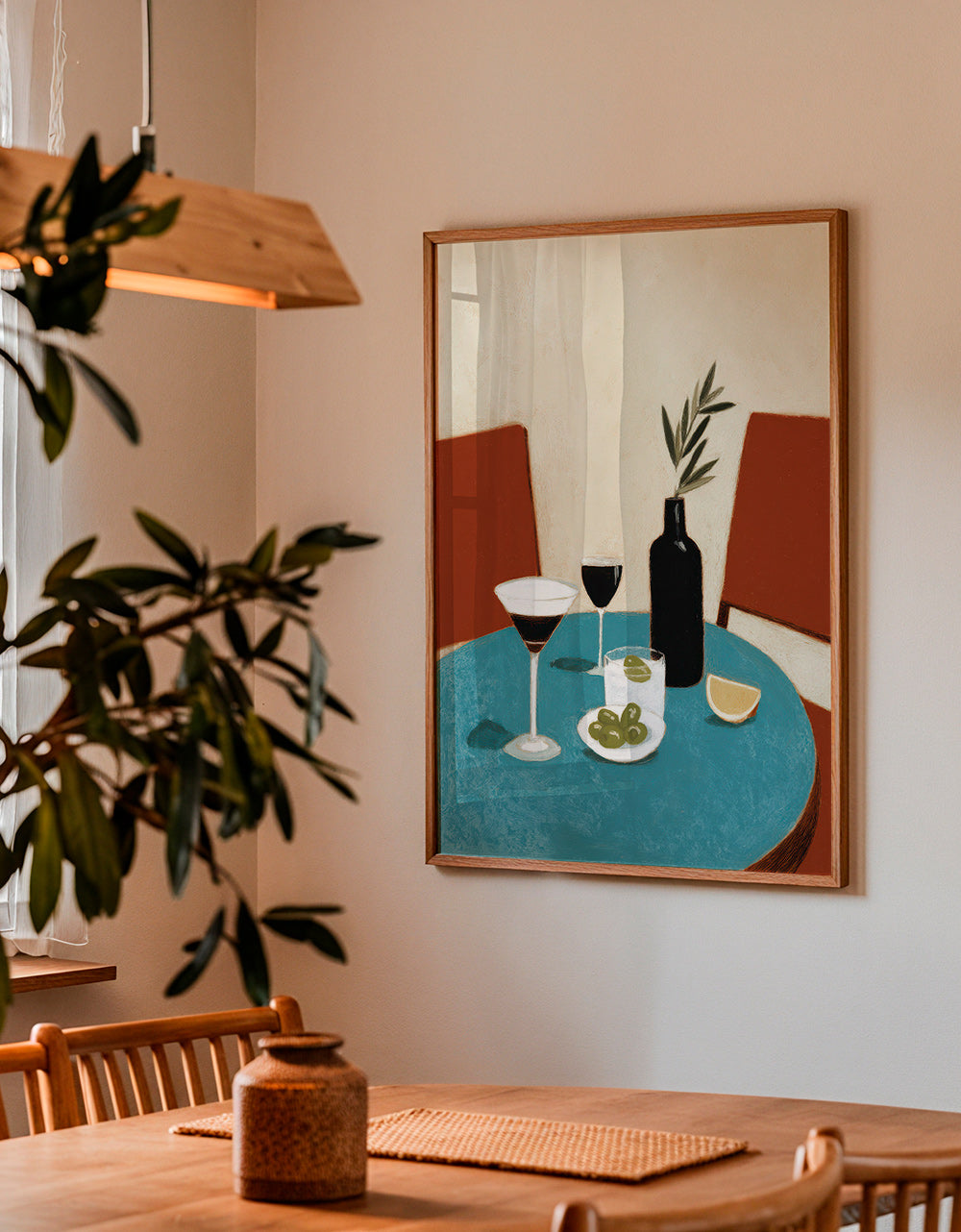 Cuadro de cocina con aperitivo sobre mesa azul – Product3