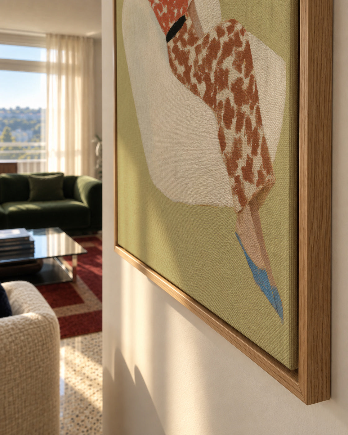 Afternoon Recline - Framed canvas detail