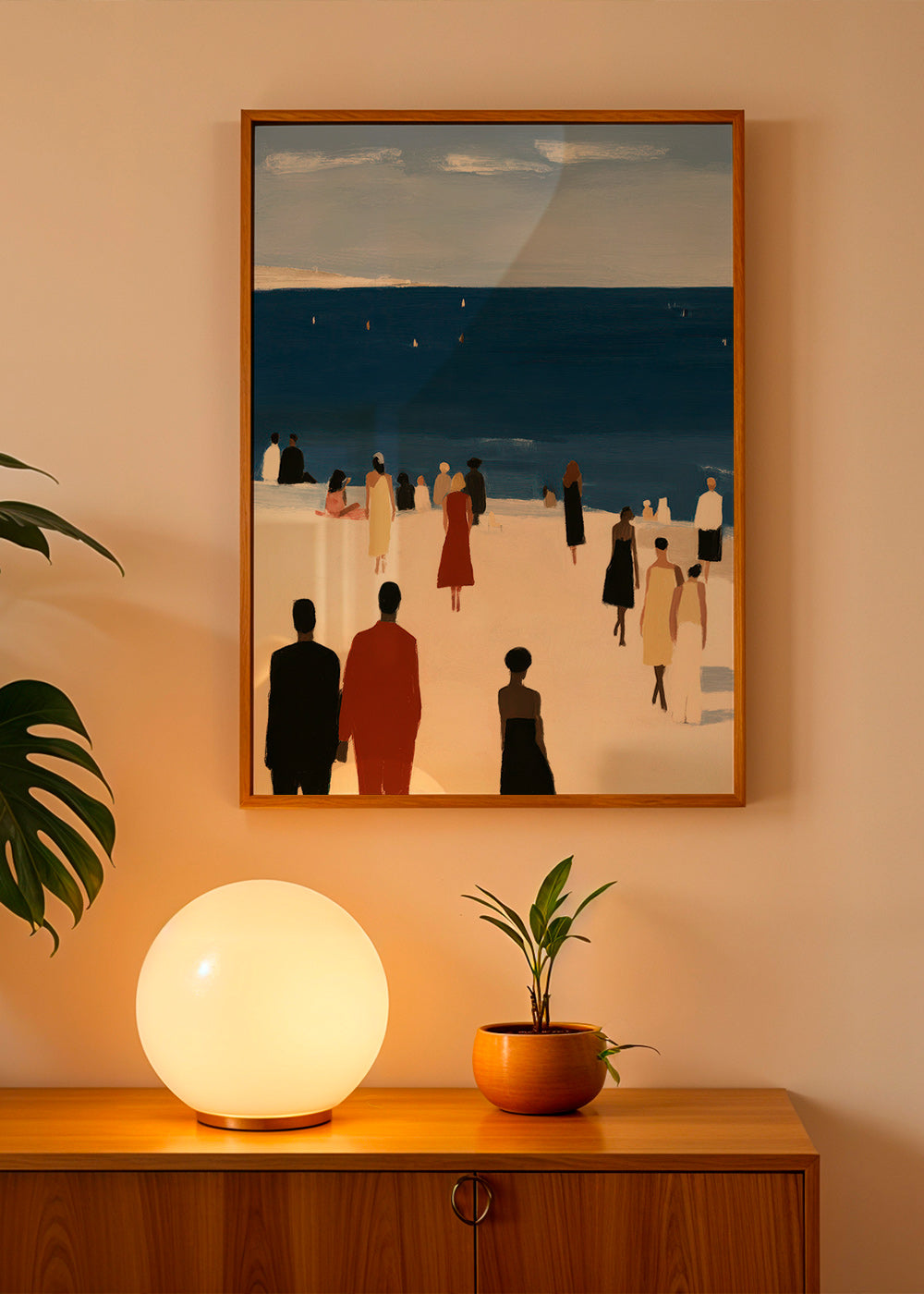 Cuadro de paisaje costero con figuras elegantes – Product1