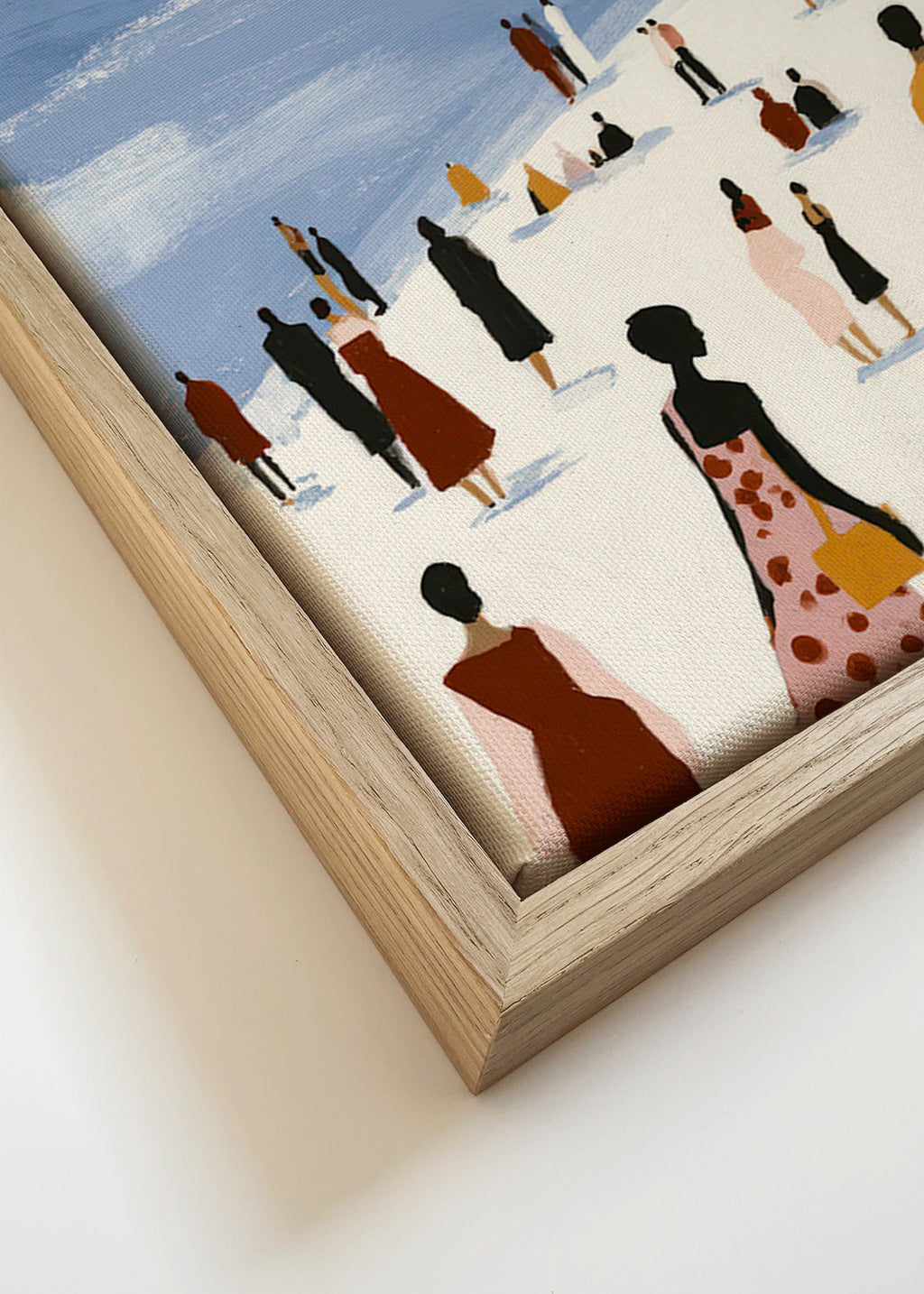 Cuadro de paisaje: playa con figuras estilizadas – Canvas detail