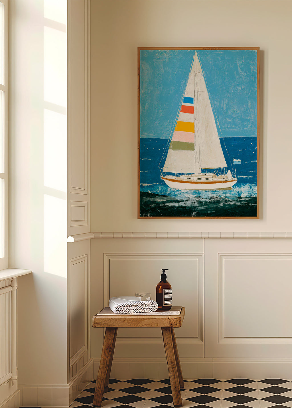 Ilustración: velero con velas de colores – Product1