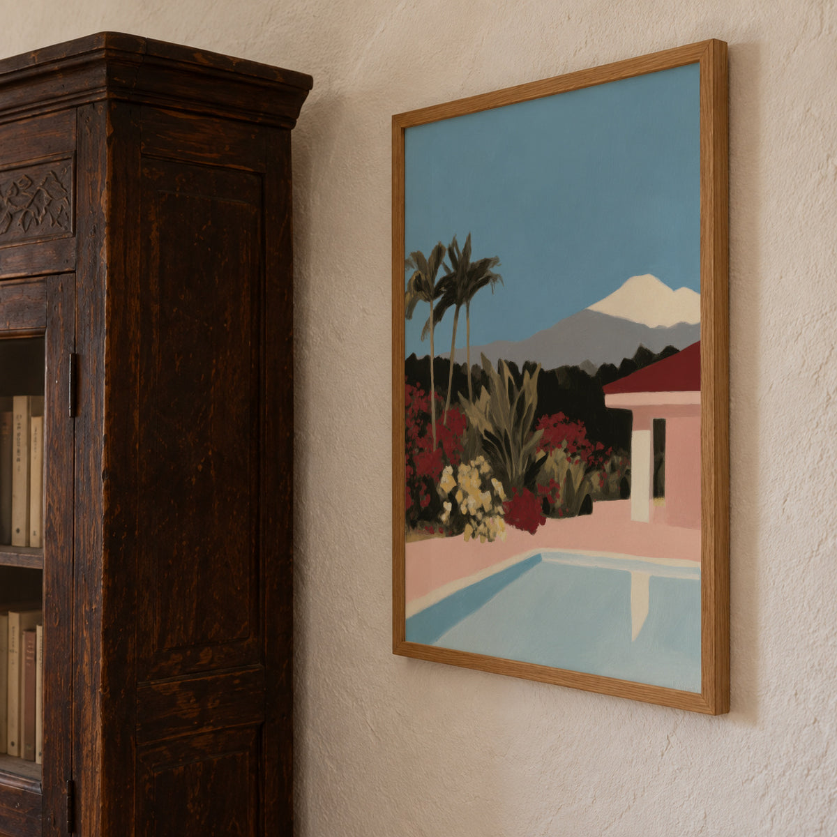 Pink Garden Pool - Framed poster detail