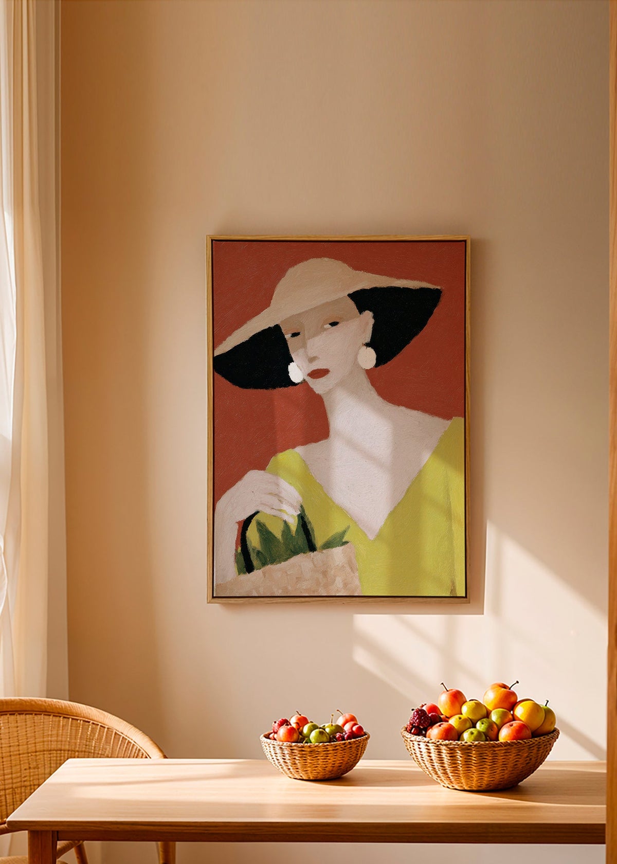 Ilustración: mujer con sombrero y cesta – Canvas2