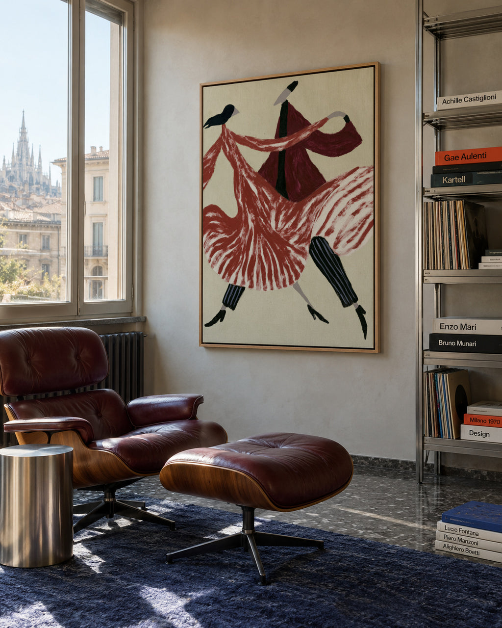 Crimson Dancers - Framed canvas in an interior
