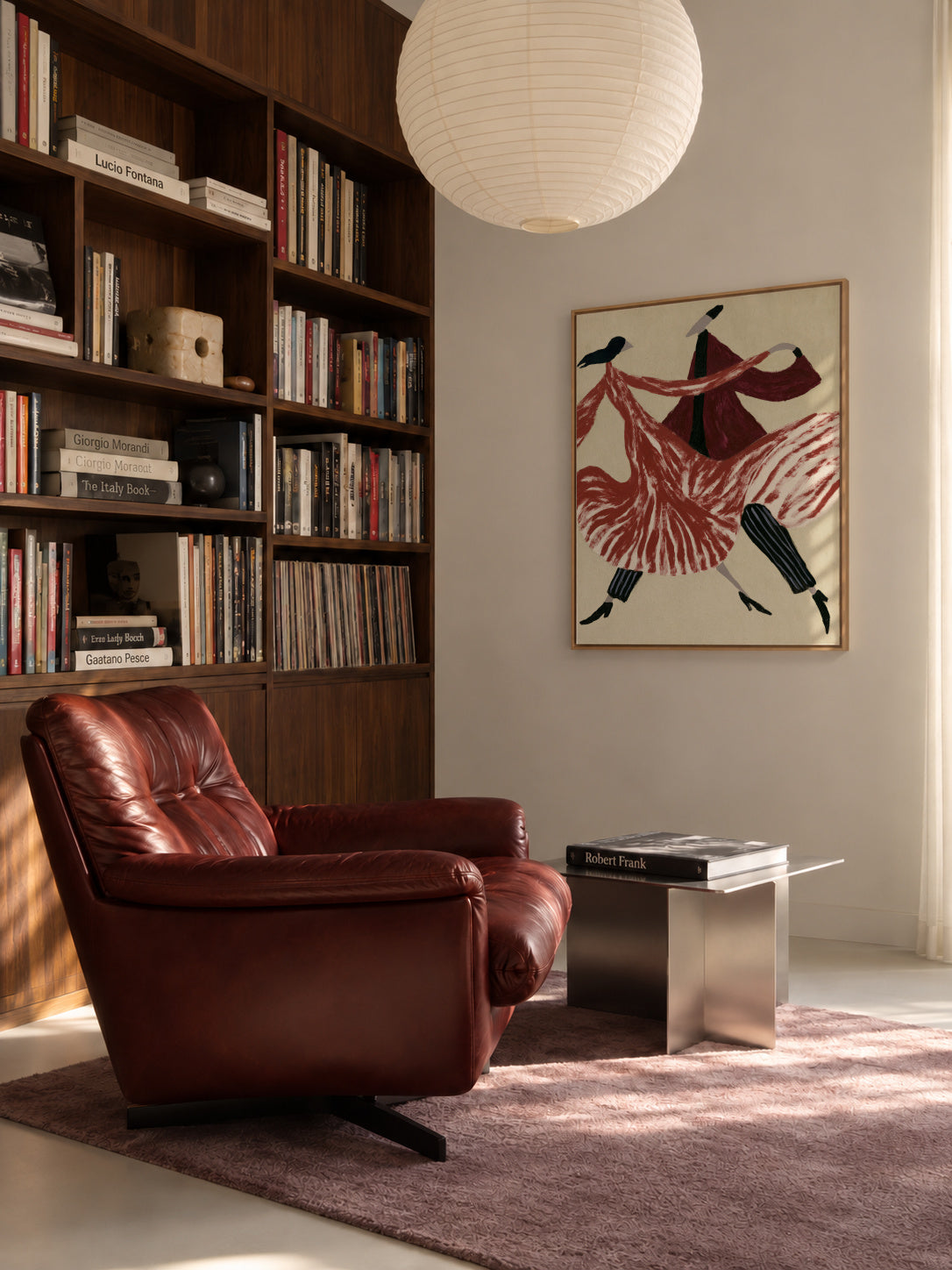 Crimson Dancers - Framed canvas in an interior