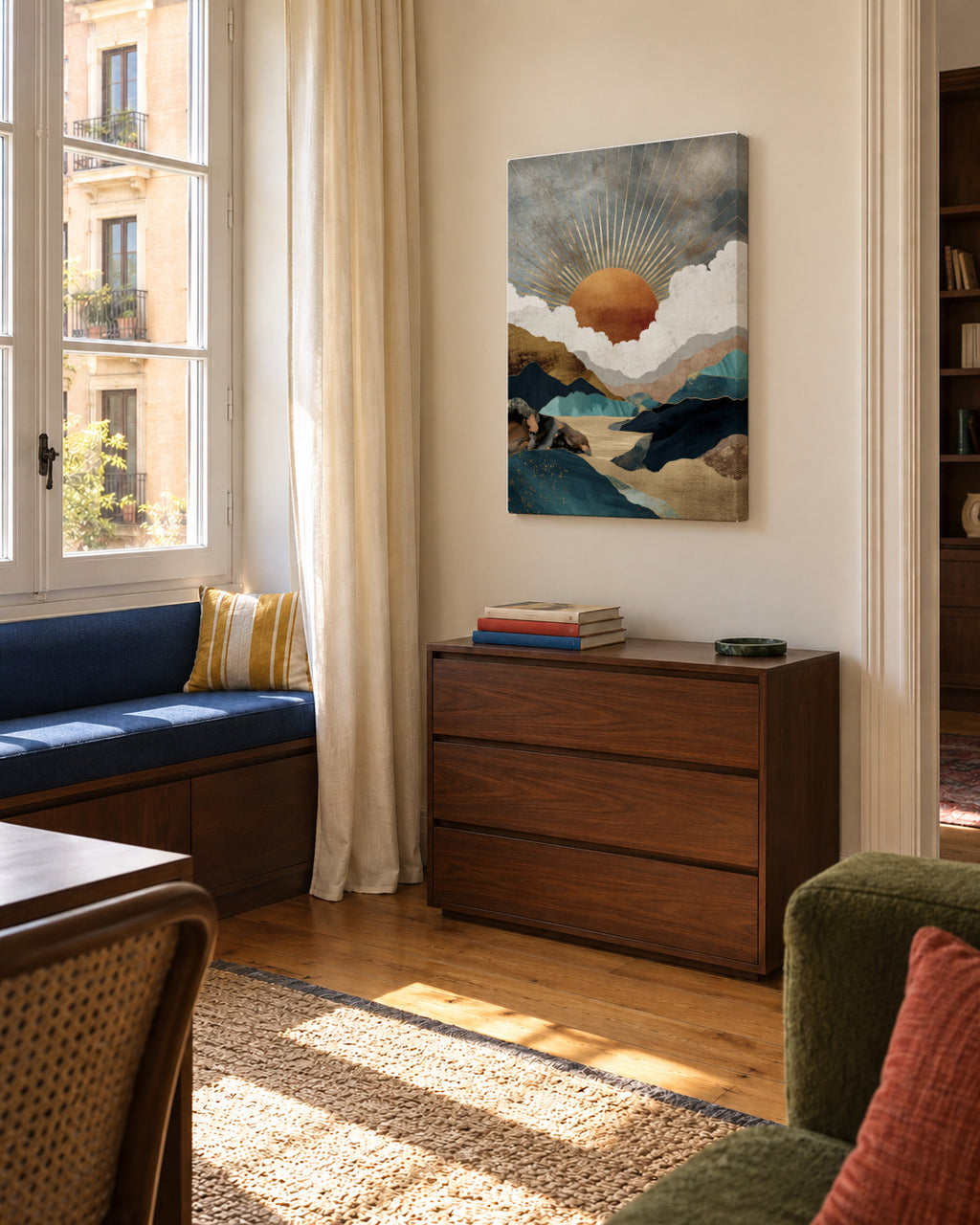 Golden Horizon - Unframed canvas in an interior