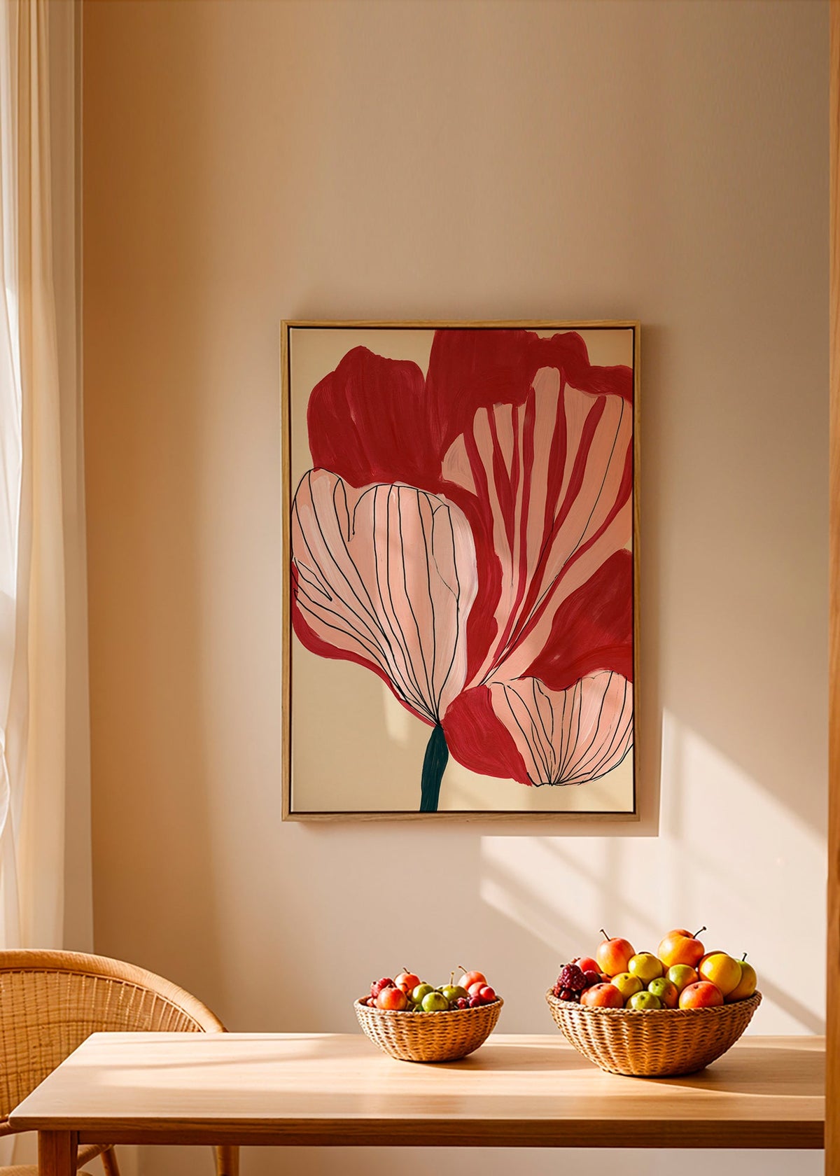 Lámina botánica pétalos carmesí – Canvas1