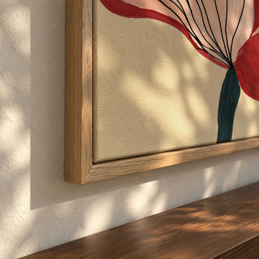 Scarlet Petals - Framed canvas detail
