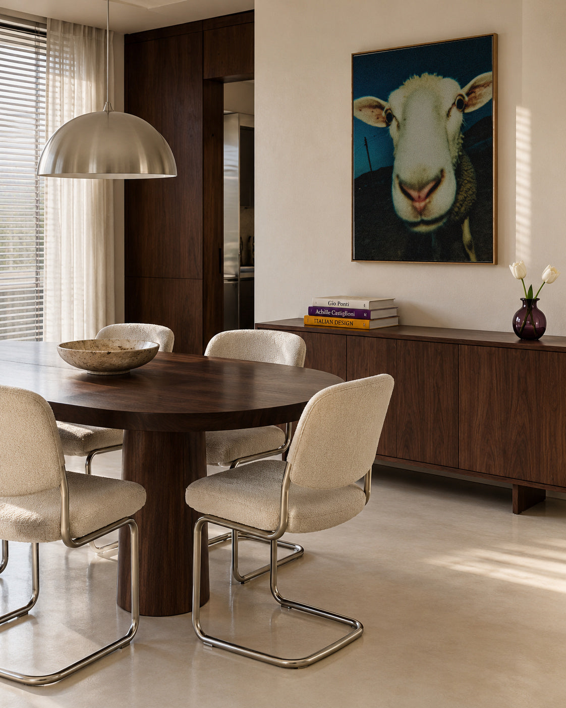 Curious Sheep - Framed canvas in an interior