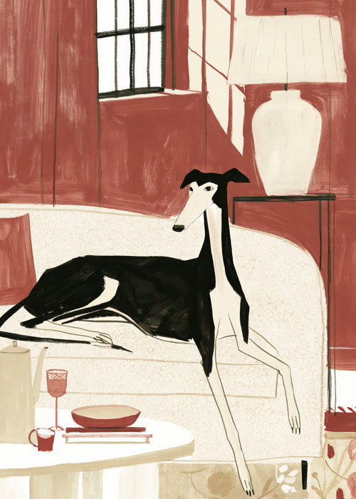 Afternoon with Whippet - Unframed art print